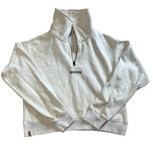 tentree Cropped 1/4 Zip Sweatshirt • Cream Long Sleeve Pullover • Women’s Sz‎ M